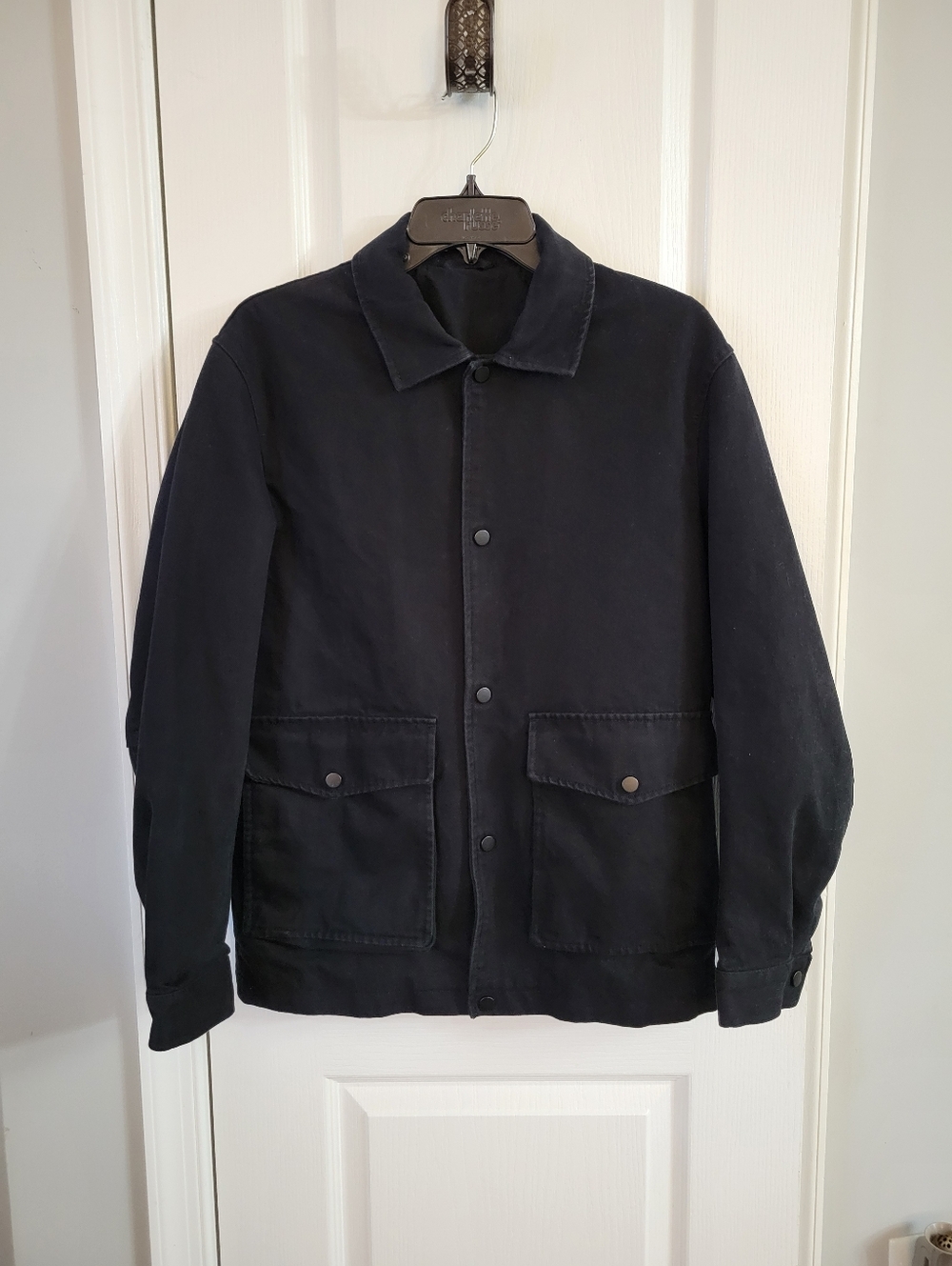 ZARA Men’s 100% Cotton Canvas Chore Jacket Black Size Small Unisex Overshirt